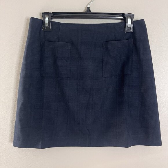 Baldwin Size Small Plaid Black Blue Mini Mod Pocket Skirt - Picture 1 of 7